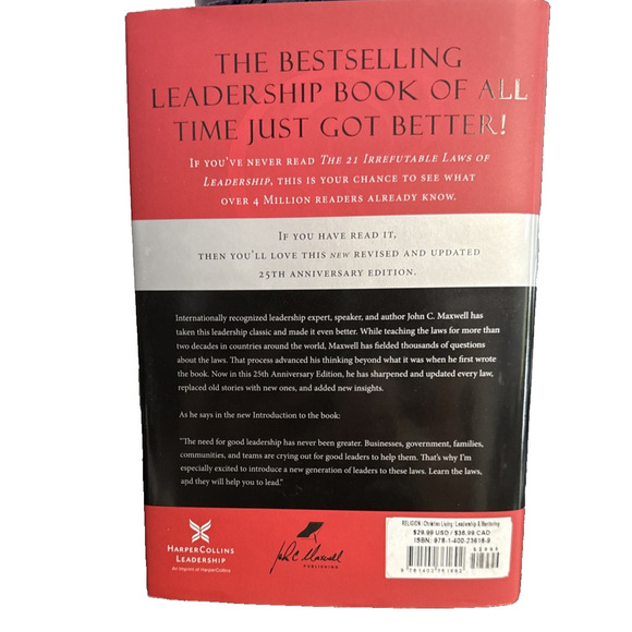 21 Irrefutable Laws of Leadership by John C Maxwell 25th Anniversary Edition - Picture 2 of 6